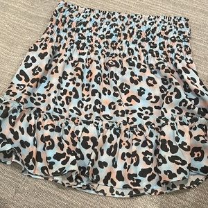 Smocked girls aqua skirt